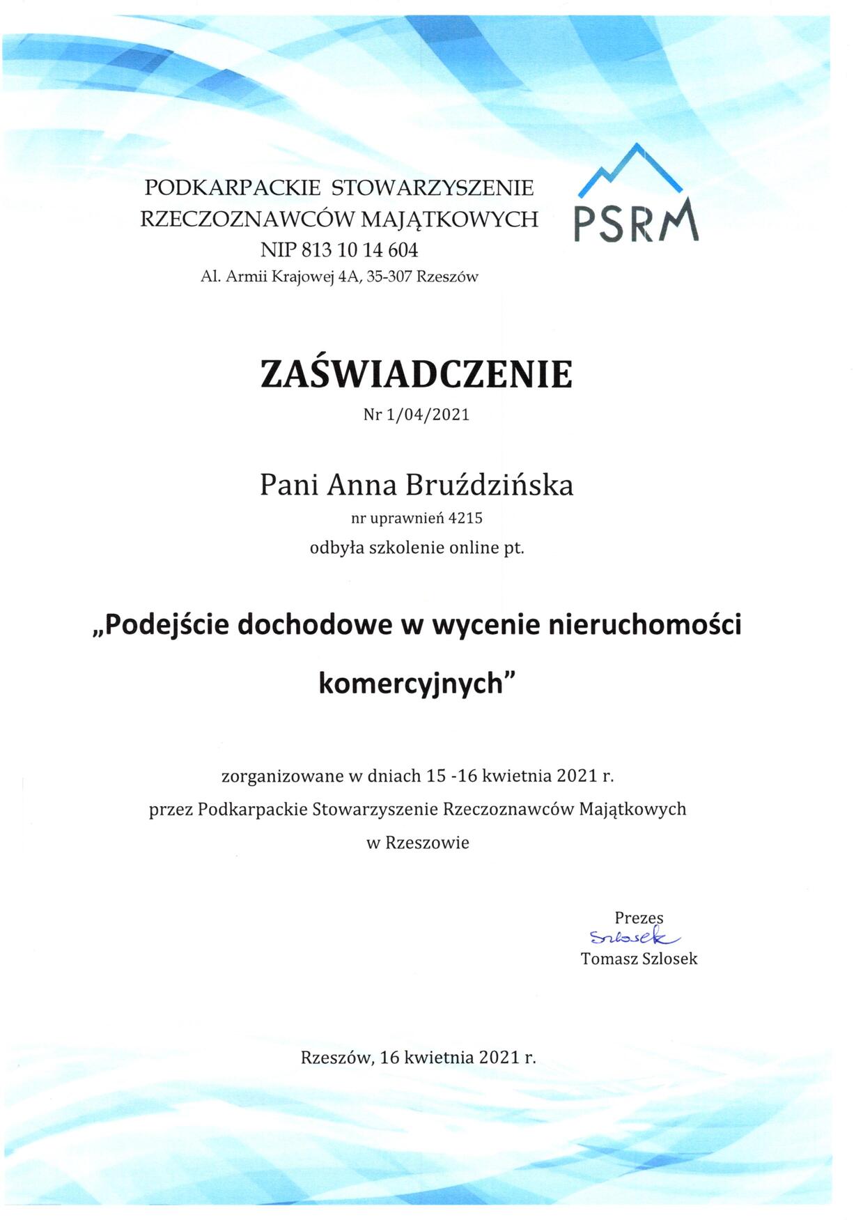 Dodatkowe szkolenie