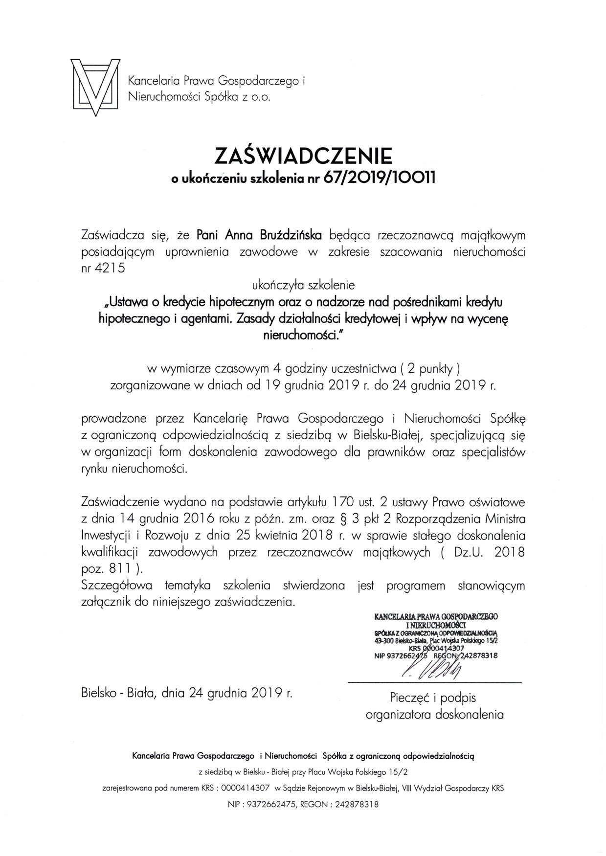 Dodatkowe szkolenie