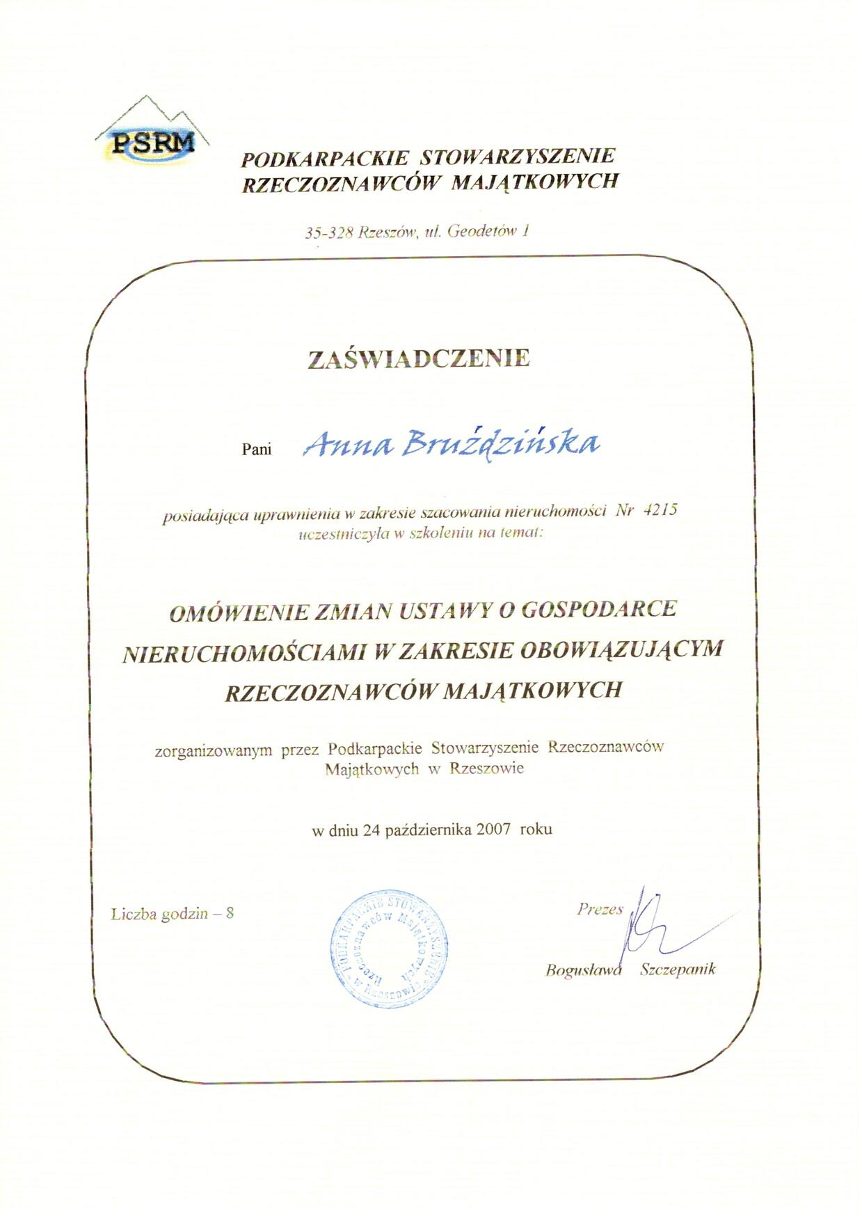 Dodatkowe szkolenie