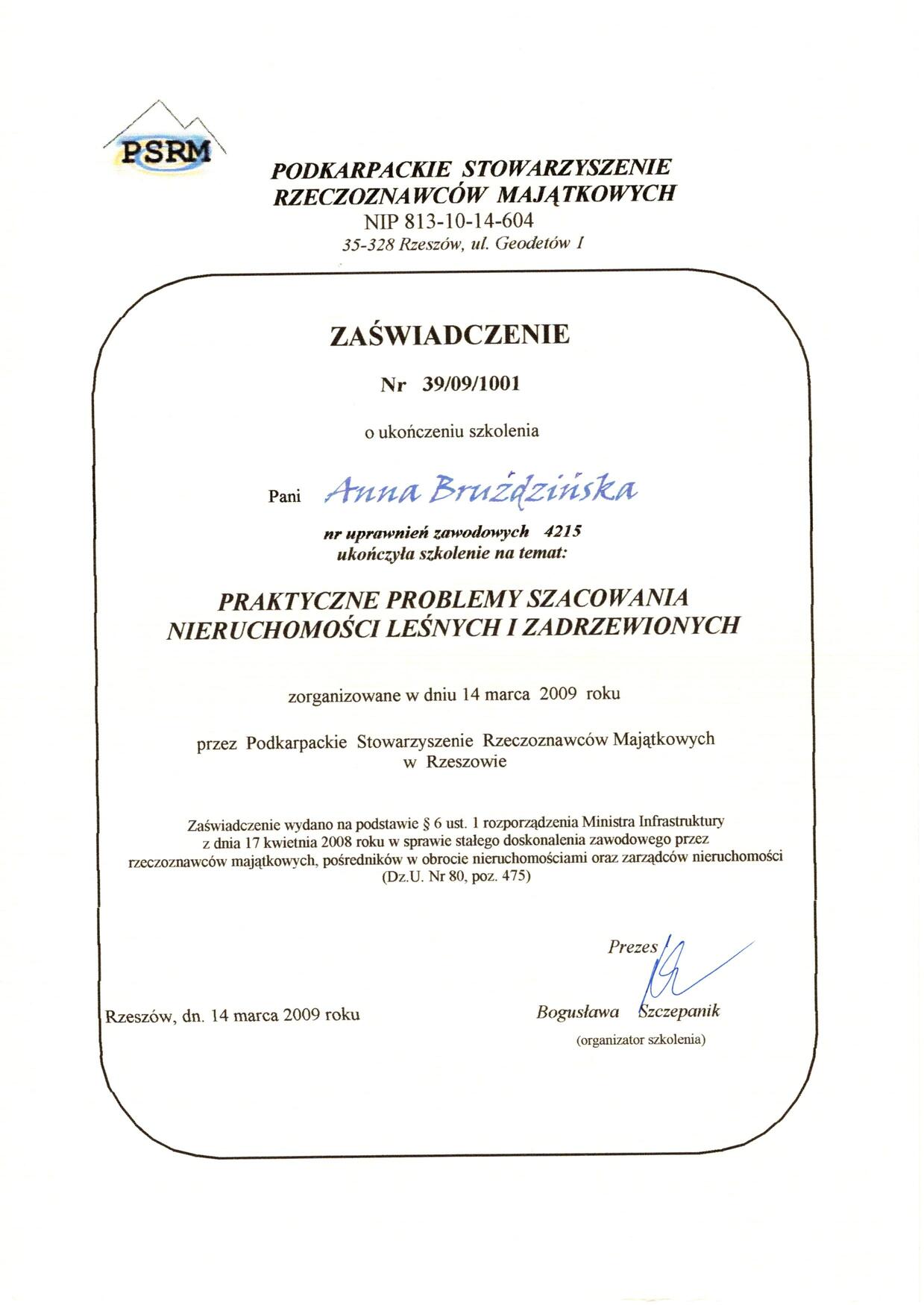 Dodatkowe szkolenie